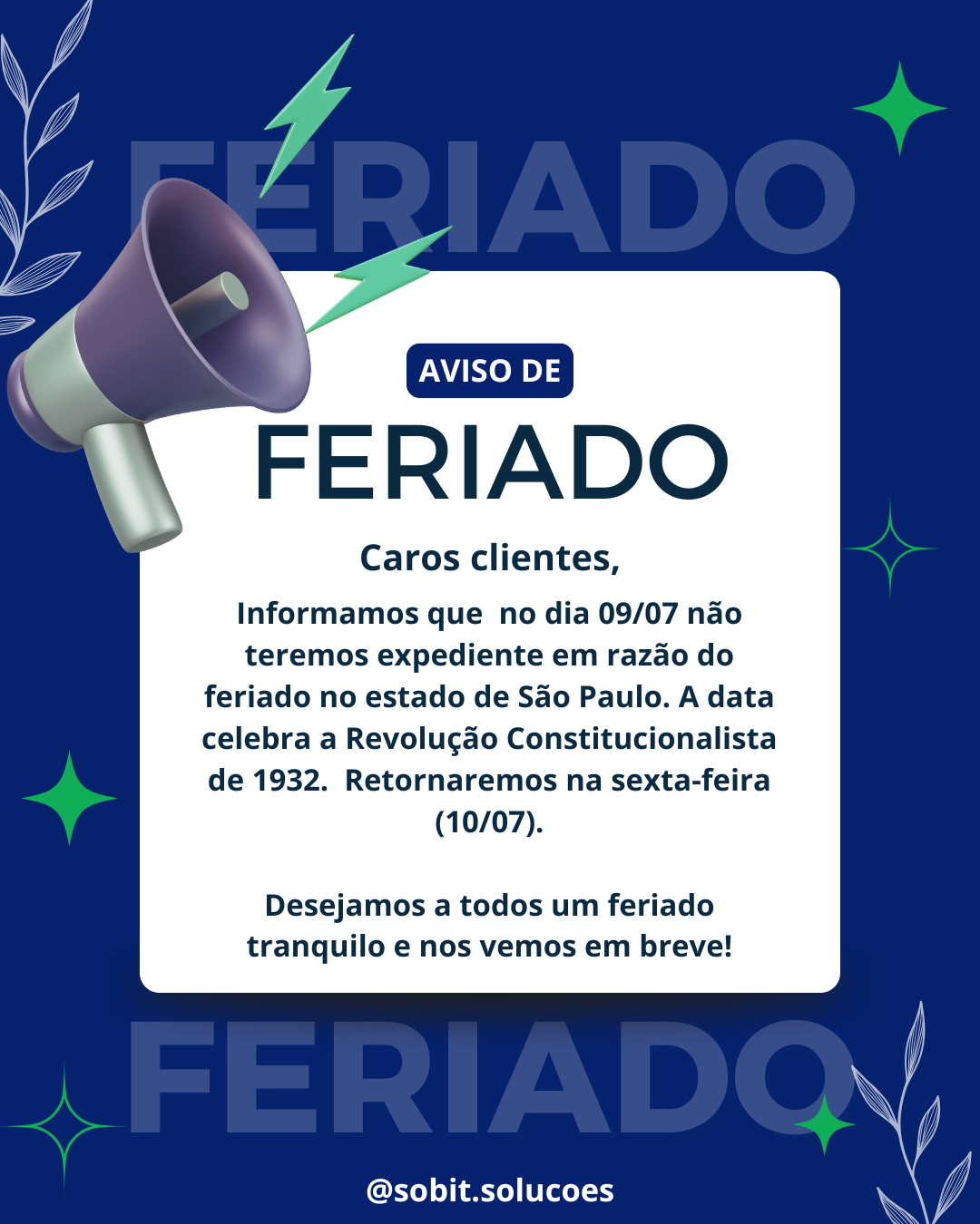 AVISO DE FERIADO.